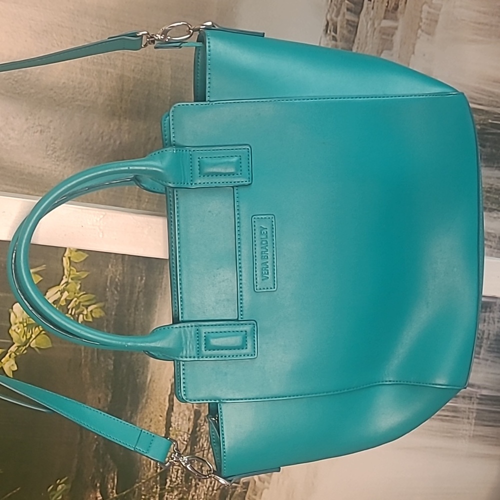 Vera Bradley Northbrook Womens Sturdy Hand Bag Tote Purse Turquoise Teal View 2